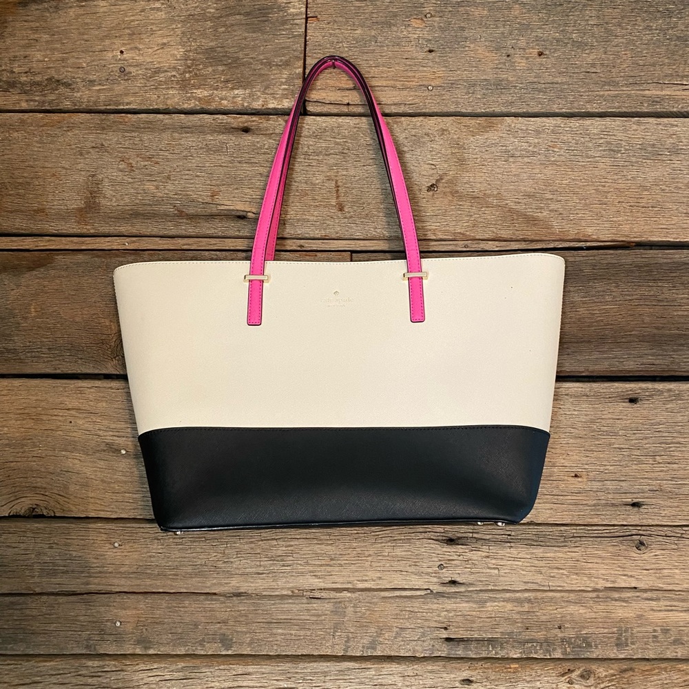 Kate Spade Tote, cream, black and pink